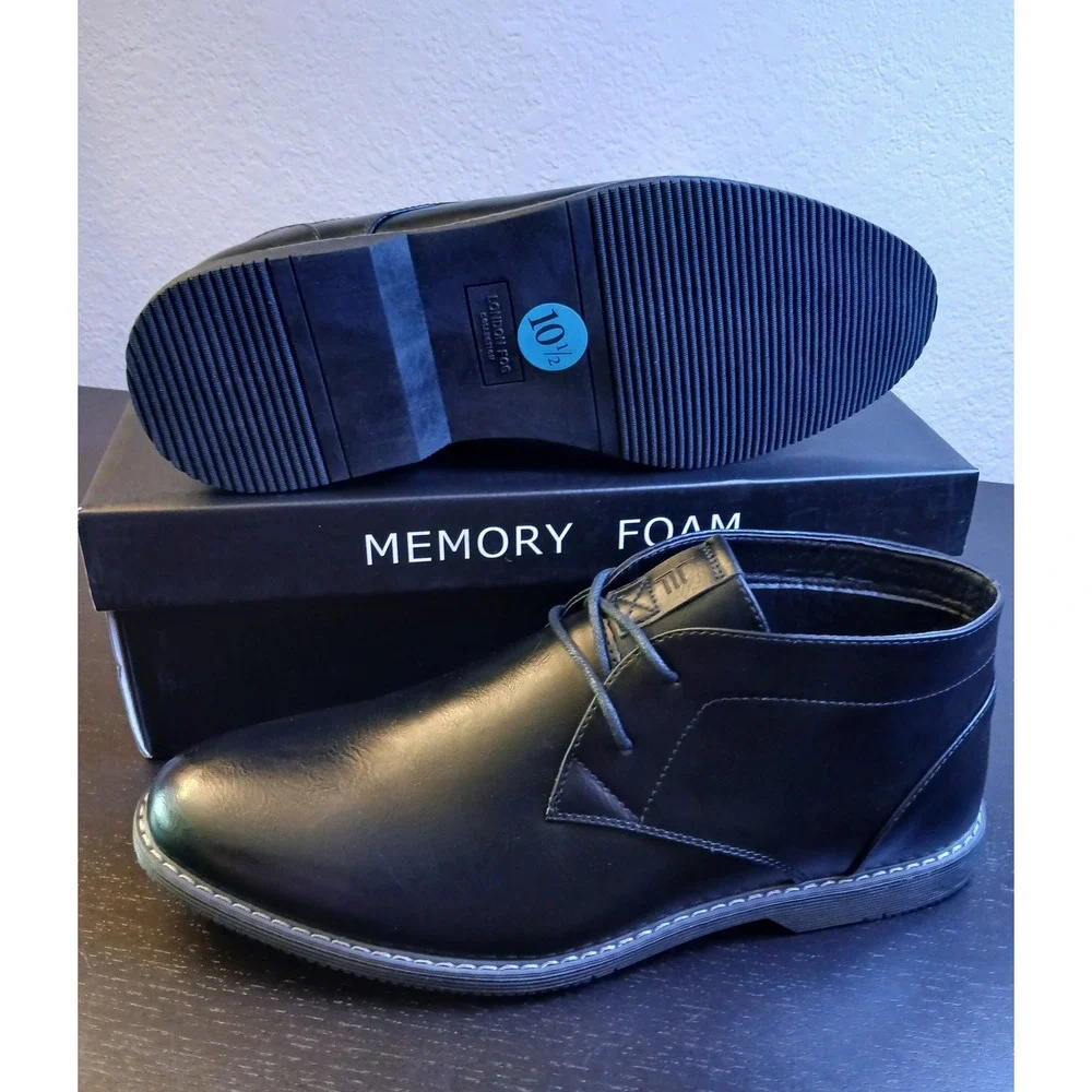 London Fog Blackburn Mens Black Chukka Boots Memory Foam LFM-BLACKBURN 10.5 M
